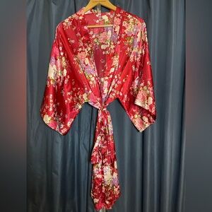 Floral Red Kimono Robe
